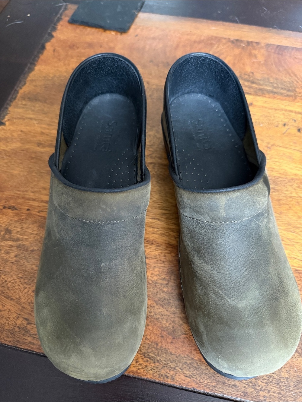 Sanita Danish clogs size 41 olive green leather as new condition - Picture 2 of 8